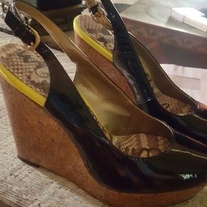 Sam Edelman wedge heels black patent leather